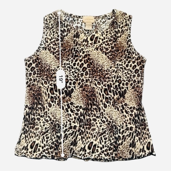 Choices casual accordion leopard print sleeveless top tank Medium brown black - Picture 8 of 11